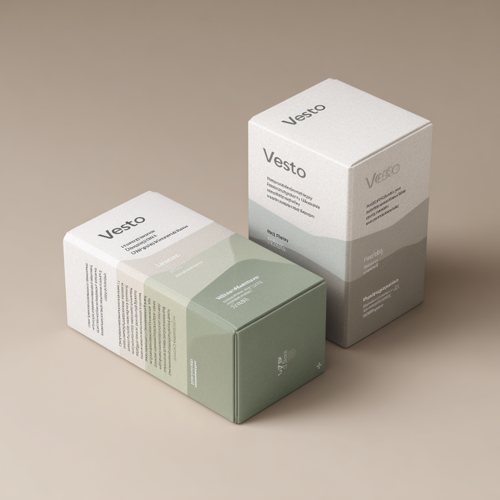 Vesto supplement package on neutral background